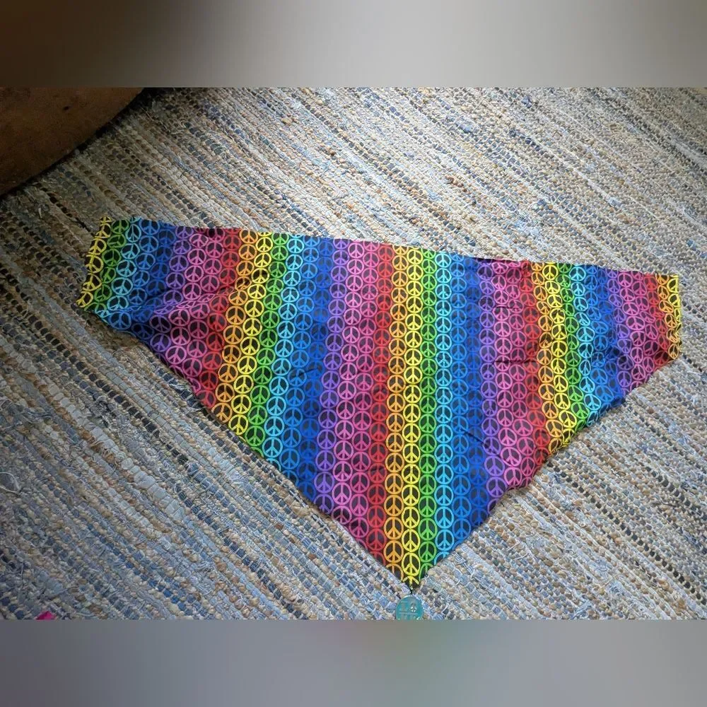 Rainbow Peace Sign Triangle Scarf Bandana Top Festival Pride Love Boho Y2K